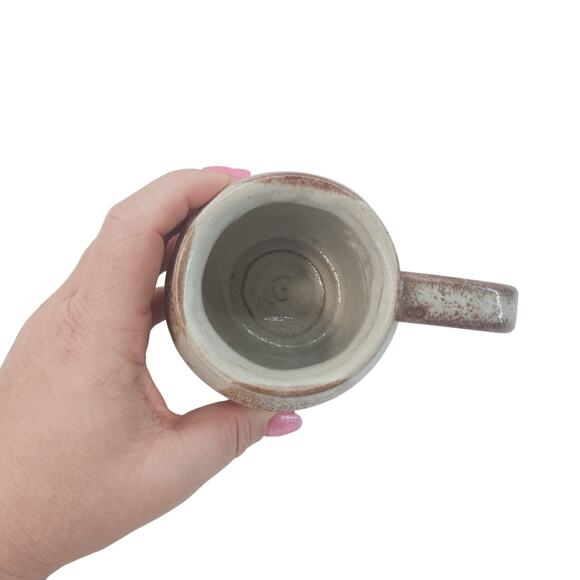 Homemade Glazed Clay Pottery Coffee/Tea Mug Brown and Cream - Picture 3 of 4